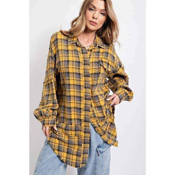 Mineral Washed Plaid Shirt - Picture 2 of 9